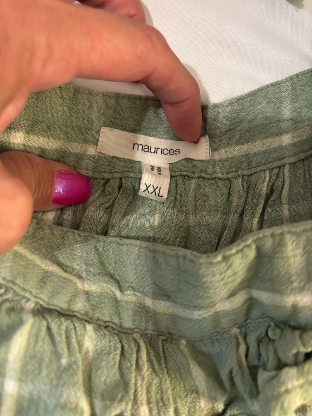 Maurices Sage Green Plaid Gathered Waist Dress